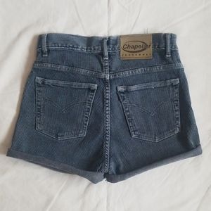 Vintage | High Rise Pinstripe Jean Shorts